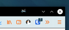 A crop of the top right part of the Firefox Browser window. Where the window control buttons are, a little Netscape Navigator icon is pictured to the left of the buttons