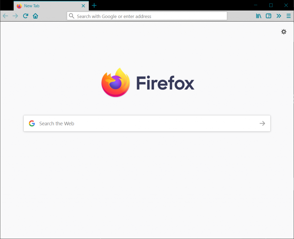 Firefox browser with blue buttons, an grey toolbar background, and black header bars
